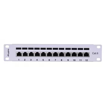 Patch panel LANBERG PPF6-9012-S, 12-portowy, metalowy, szary, 1U, 215×130×44,5 mm