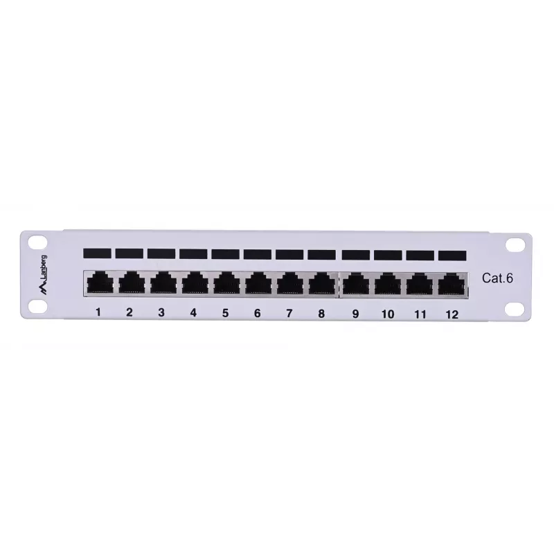 Patch panel LANBERG PPF6-9012-S, 12-portowy, metalowy, szary, 1U, 215×130×44,5 mm