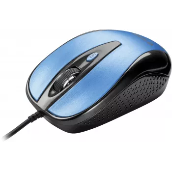 Mysz przewodowa USB, 4 przyciski, optyczna, symetryczna, niebieska