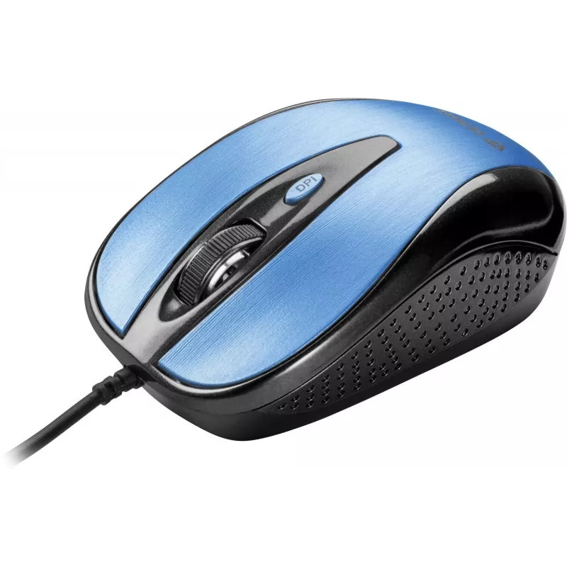 Mysz przewodowa USB, 4 przyciski, optyczna, symetryczna, niebieska
