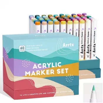Akrylowe markery Arrtx ARRTX 60C, zestaw 60 kolorów, wodny tusz akrylowy, podwójna końcówka