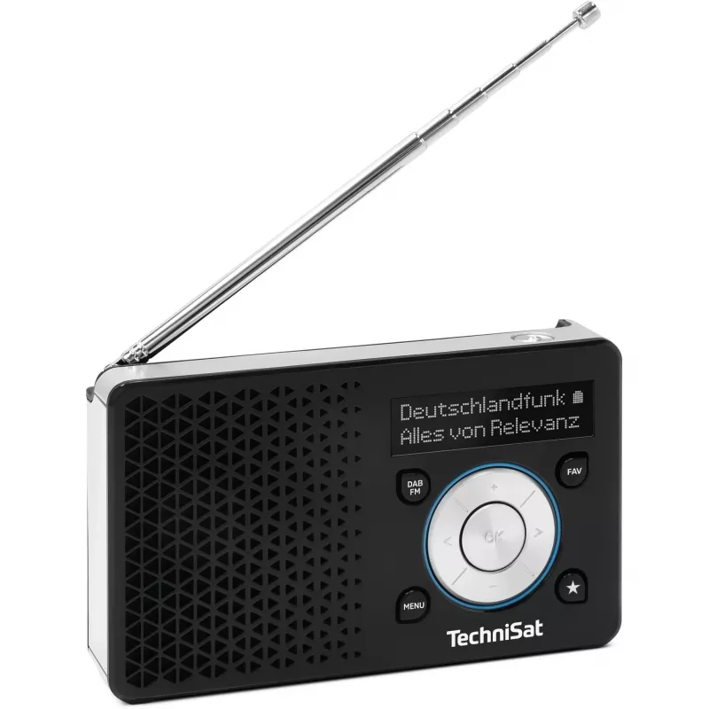 Przenośne radio TECHNISAT DIGITRADIO 1 A — DAB+/FM, wyświetlacz OLED, USB-C, słuchawki 3,5 mm, 1 W, czarny/srebrny