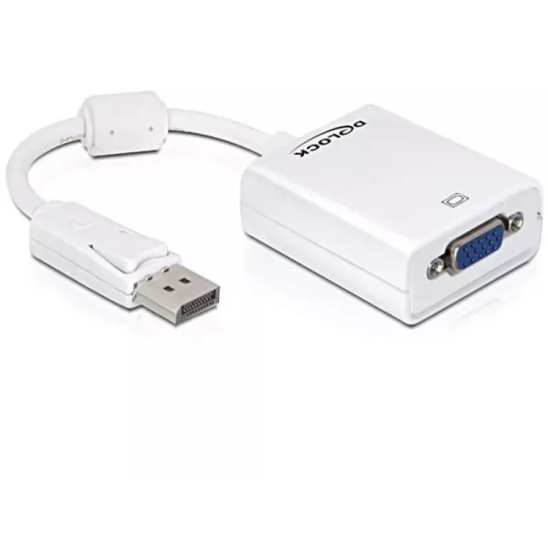 Adapter kabla wideo DeLOCK 61766 0.125m VGA DisplayPort biały