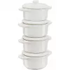 Staub Zestaw Mini Cocotte 4-częściowy Okrągły, Ceramika, Kość Słoniowa-Biały (1009383)