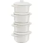 Staub Zestaw Mini Cocotte 4-częściowy Okrągły, Ceramika, Kość Słoniowa-Biały (1009383)