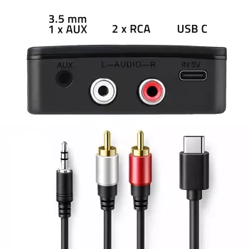 Bezprzewodowy nadajnik/odbiornik audio HiFi QOLTEC model 56981 – mostek audio Bluetooth/line-in