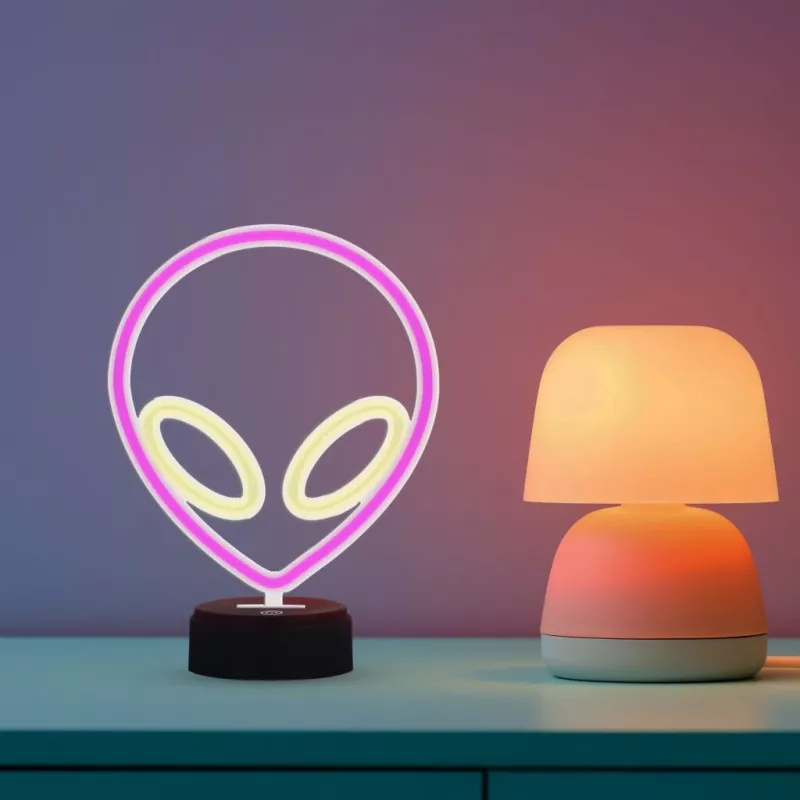 Lampa stołowa MANTA SNL86PK Style Neon Lights UFO Pink – dekoracyjna lampa neonowa różowa