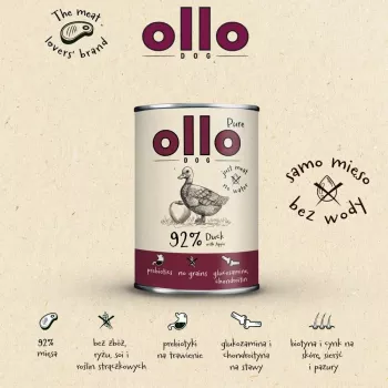 OLLO Pure Duck with apple - mokra karma dla psa - 400g