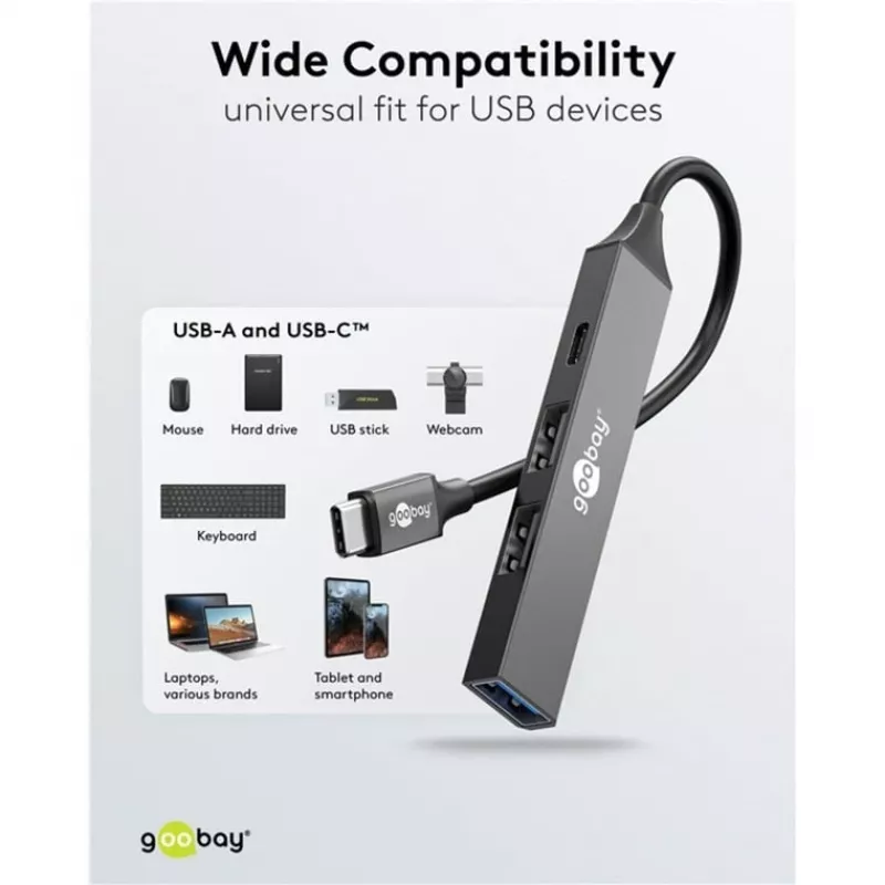 Goobay Slim 4-Port USB-Hub, USB-C™ na USB-C™/USB-A, USB 3.2 (74459)