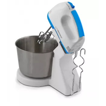 Mikser stojący ESPERANZA EKM019WB — 150 W, misa 2,5 L, 7 prędkości, haki do ciasta, podwójna trzepaczka, biały