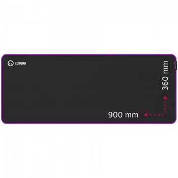 Podkładka pod mysz gamingowa Lorgar Main 319, powierzchnia o wysokiej prędkości, fioletowa gumowa podstawa antypoślizgowa, rozmiar: 900mm x 360mm x 3mm, waga 0.6kg