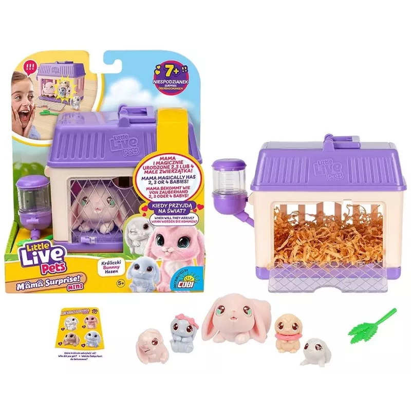 Interaktywna zabawka Cobi Little Live Pets Mama Surprise Mini Królik MO-26625, mała interaktywna figurka