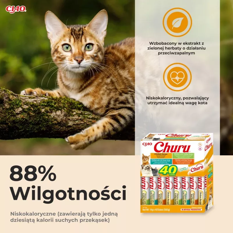Przysmaki dla kota INABA Churu Variety Box — Pasta z kurczaka, 40 × 14 g, bez zbóż, glutenu i soi