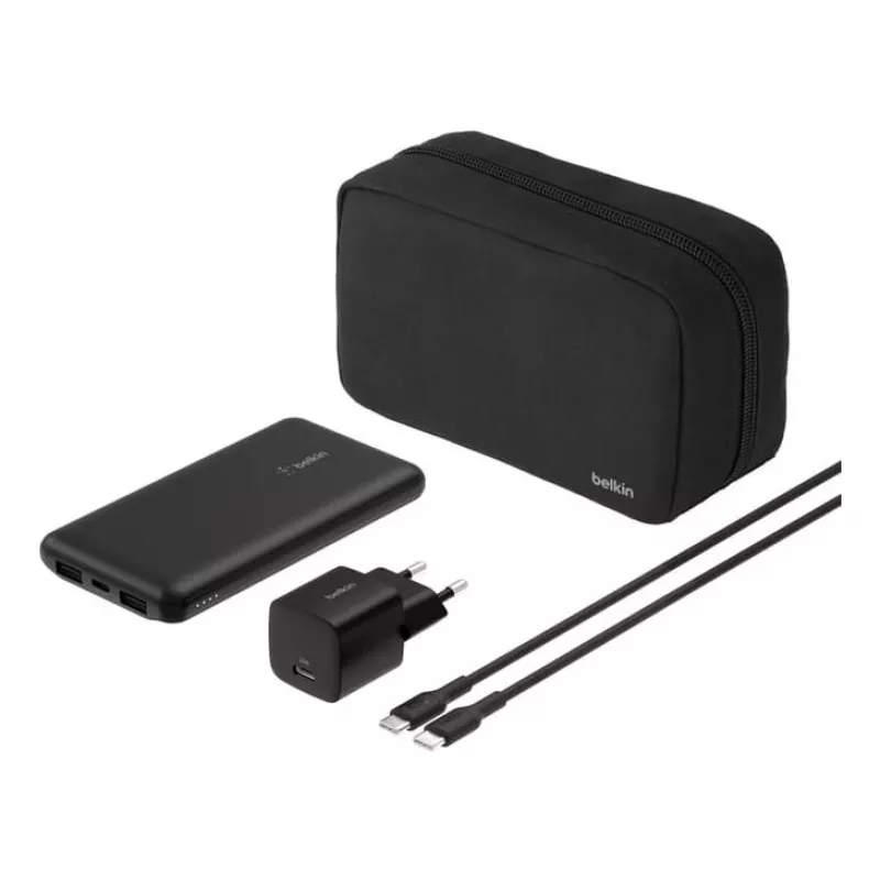 Belkin BoostCharge - Powerbank + Zasilacz AC - 10000 mAh - PD - 3 porty wyjściowe (24-pin USB-C, 2 x USB)