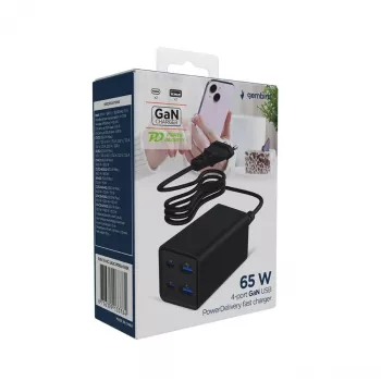 Gembird TA-UC-2A2C-PD65-01-BK ładowarka do urządzeń mobilnych Laptop, Smartfon Czarny AC Szybkie ładowanie Wewnętrzna