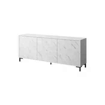 MARMO 3D komoda 200x45x80,5 cm biały matowy/marble biały