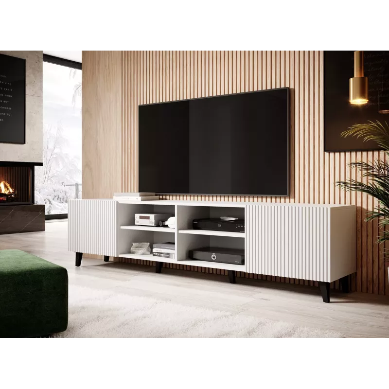 Cama szafka RTV PAFOS 200x42x52 biały matowy