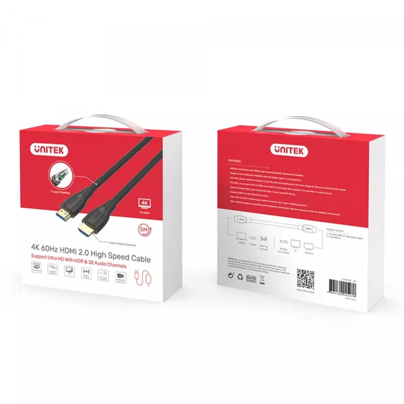 Kabel Unitek HDMI 2.0, 4K 60Hz, C11068BK, 7 m