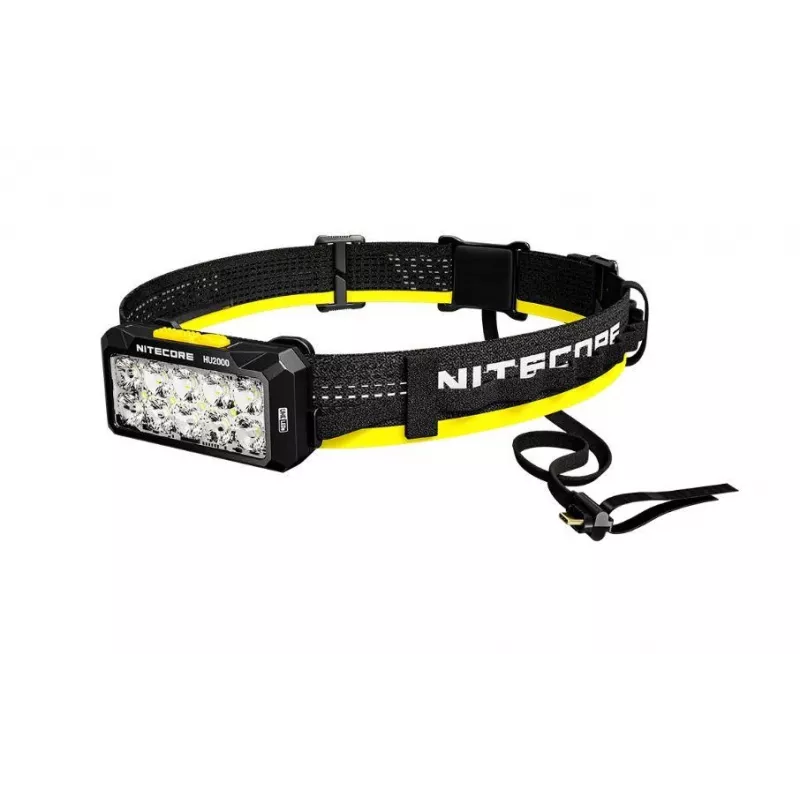 Latarka na opaskę Nitecore HU2000, 10 diod LED, akumulator litowo-jonowy ładowany przez USB, aluminium + poliwęglan, wodoodporność IP68