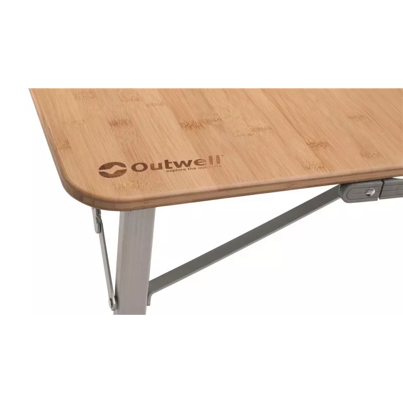 Stół kempingowy Outwell Custer L Brown — Blat bambusowy, rama aluminiowa, 700×1200 mm, 11.5 kg