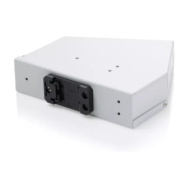 Rozdzielacz światłowodowy do sklejania na szynę DIN DIGITUS DN-96893 — kątowy, 6 SC DX / LC Quad, aluminium, szary
