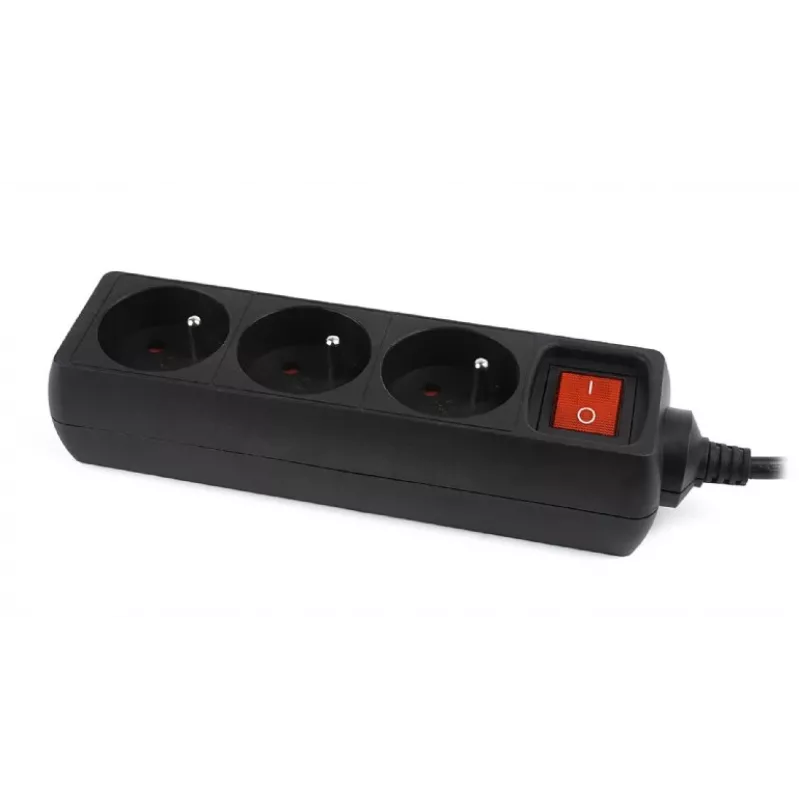 Gembird EG-PSU3F-01 listwa przeciwprzepięciowa Czarny 3 gniazda AC 230 V 0.6 m