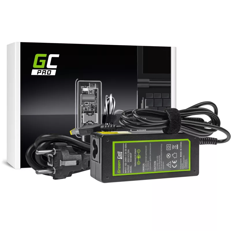 Zasilacz zielony Cell AD38AP 65W do laptopów Lenovo, 20V 3.25A, kabel 1,2 m, czarny