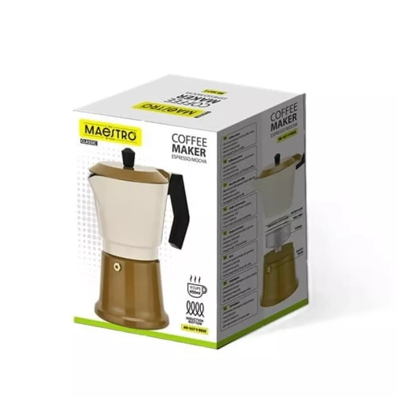 Moka pot Maestro MR-1657-9-BEIGE aluminiowy zaparzacz do kawy na kuchenkę, pojemność 9 filiżanek