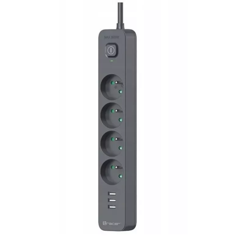 Listwa przeciwprzepięciowa Power Line+ mobile ready 1,5 m (4 gniazda + 3x USB A, 5V 2,4A)