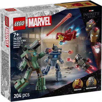 Klocki konstrukcyjne LEGO Marvel Super Heroes Iron Man War Machine zestaw 76320, 204 elementy, 2 minifigurki, 100 mm wysokości