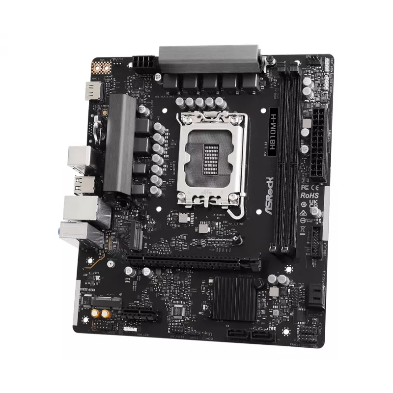 Płyta główna Micro ATX ASRock H810M-H — Intel H810, LGA 1851 (Socket V1), 2x DIMM DDR5, do 128 GB, M.2 i SATA III