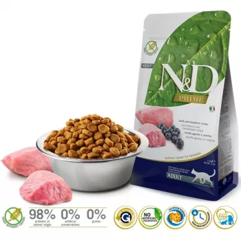 FARMINA N&D Prime Lamb & Blueberry - sucha karma dla kota - 1,5 kg