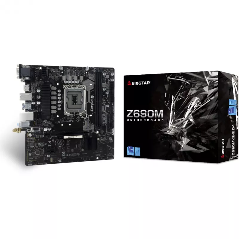 Płyta główna BIOSTAR Z690MX2-E D4 micro ATX, Intel Z690, LGA 1700, DDR4, 2x DIMM, 64GB, 2.5Gb LAN, 4x SATA III, 1x M.2