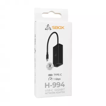 Karta sieciowa Gigabit USB-C SBOX H-994, 1000 Mbps Ethernet, USB-C na RJ45