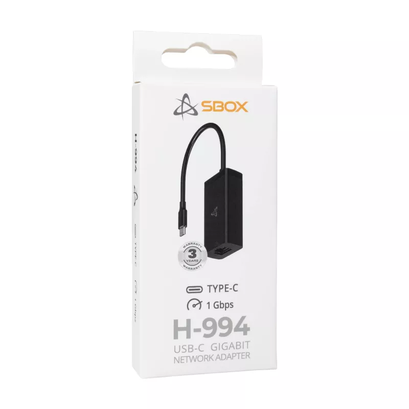 Karta sieciowa Gigabit USB-C SBOX H-994, 1000 Mbps Ethernet, USB-C na RJ45