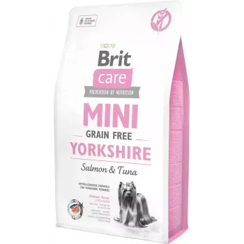 Sucha karma dla psa Brit Care Mini Grain Free Yorkshire 2 kg — Łosoś i tuńczyk, 30% białka, 19% tłuszczu, bezglutenowa i bez laktozy