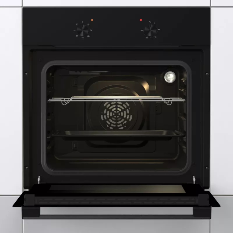 Piekarnik Gorenje | BO6615E01B | 60 L | Elektryczny | EnamelClean | Pokrętła wciskane | Wysokość 59,5 cm | Szerokość 59,5 cm | Czarny