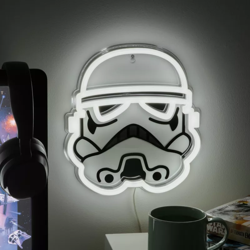 Lampa neonowa LED do montażu na ścianie Paladone Stormtrooper model PP14595SWVN, dekoracyjne oświetlenie Star Wars