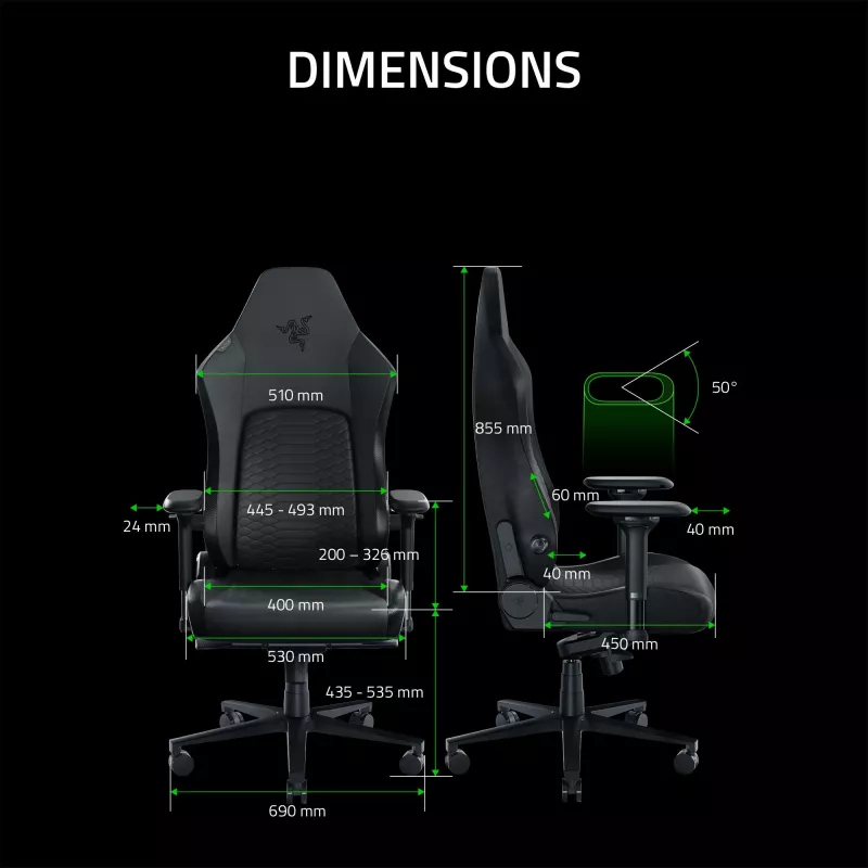 Fotel gamingowy Razer Iskur V2 Wyściełane siedzisko Czarny