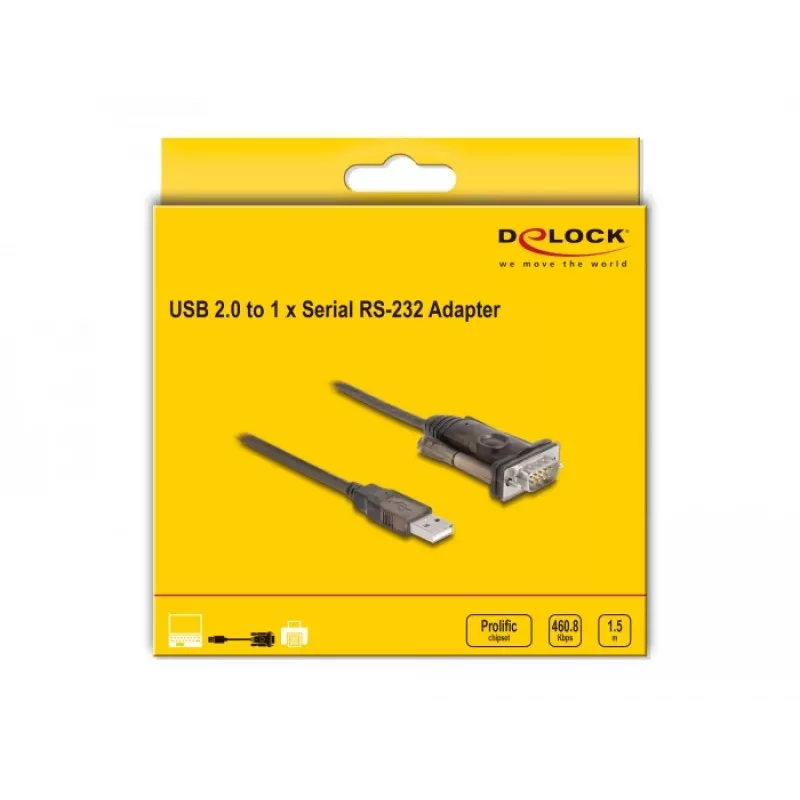 Adapter USB 2.0 Type-A na szeregowy RS-232 D-Sub 9-pin męski DeLOCK 62646