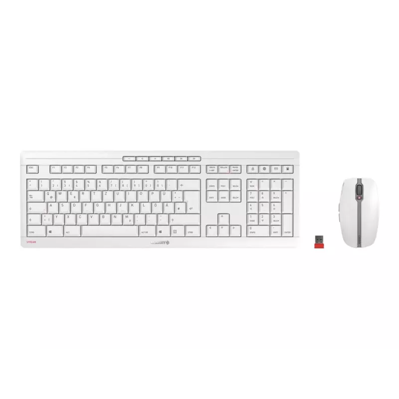 CHERRY Stream Desktop klawiatura Mysz w zestawie Biuro RF Wireless QWERTZ Niemiecki Biały