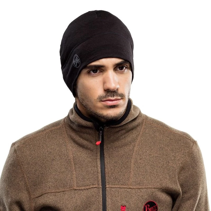 BUFF MERINO LIGHTWEIGHT BEANIE SOLID Czarny onesize cap Standard