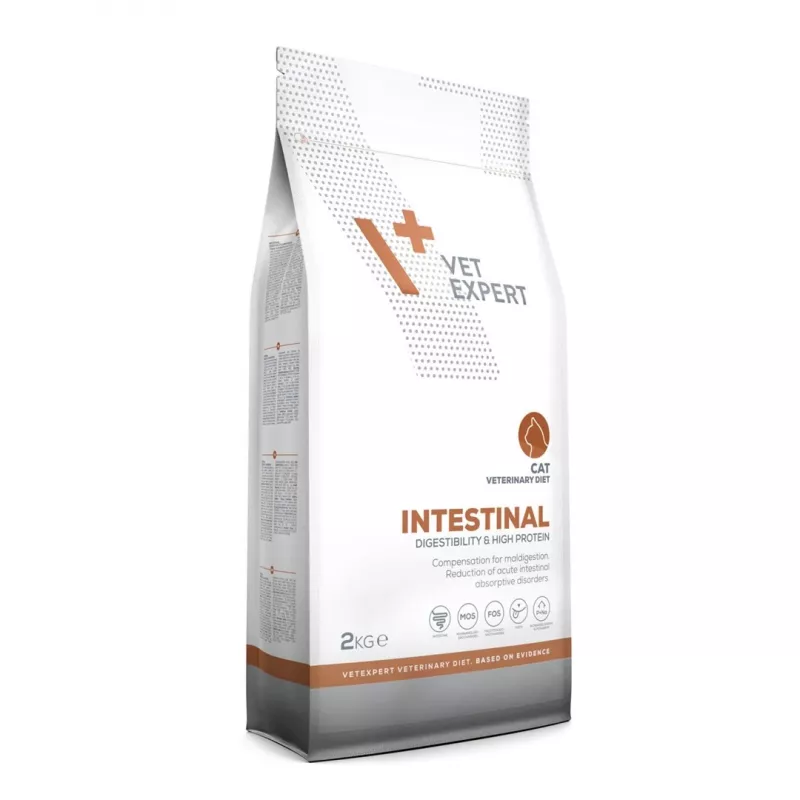 Sucha karma VETEXPERT Veterinary Diet Intestinal dla kotów, 2 kg — drób, 38% białka, 20% tłuszczu, bez glutenu i soi