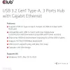 Hub USB CLUB3D USB 3.2 Gen1 Type-A, 3 porty i Gigabit Ethernet