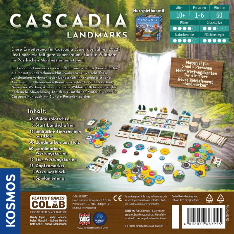Kosmos Cascadia Landmarks, gra planszowa, Rodzinna, 10 lat, 60 min