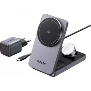 Ładowarka bezprzewodowa UGREEN 3-w-1 25W model 45025 do telefonu, słuchawek dousznych i smartwatcha