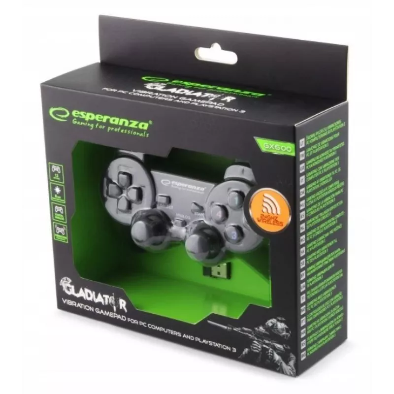 Kontroler do gier Esperanza EGG108K Czarny USB 2.0 Gamepad Analogowy / Cyfrowy PC, Playstation 3