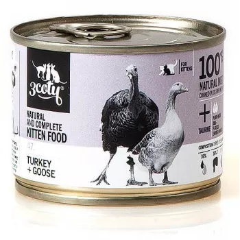 Mokra karma dla kociąt 3coty INDYK + GĘŚ 180 g — pełnowartościowy mokry posiłek dla młodych kociąt, białko 18%, tłuszcz 14%, wilgotność 64,9%
