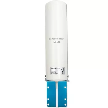 Zewnętrzna dookólna antena 4G LTE QOLTEC 57044, 5 dBi, 600–2700 MHz, 50 W, 50 Ω, obudowa z miedzi w kolorze białym