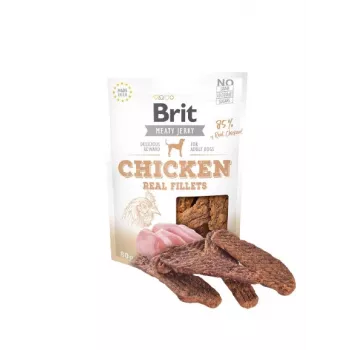 Przysmaki dla psów Brit Jerky Snack Chicken 80 g — psy dorosłe, bez cukru, białko 33%, tłuszcz 26%